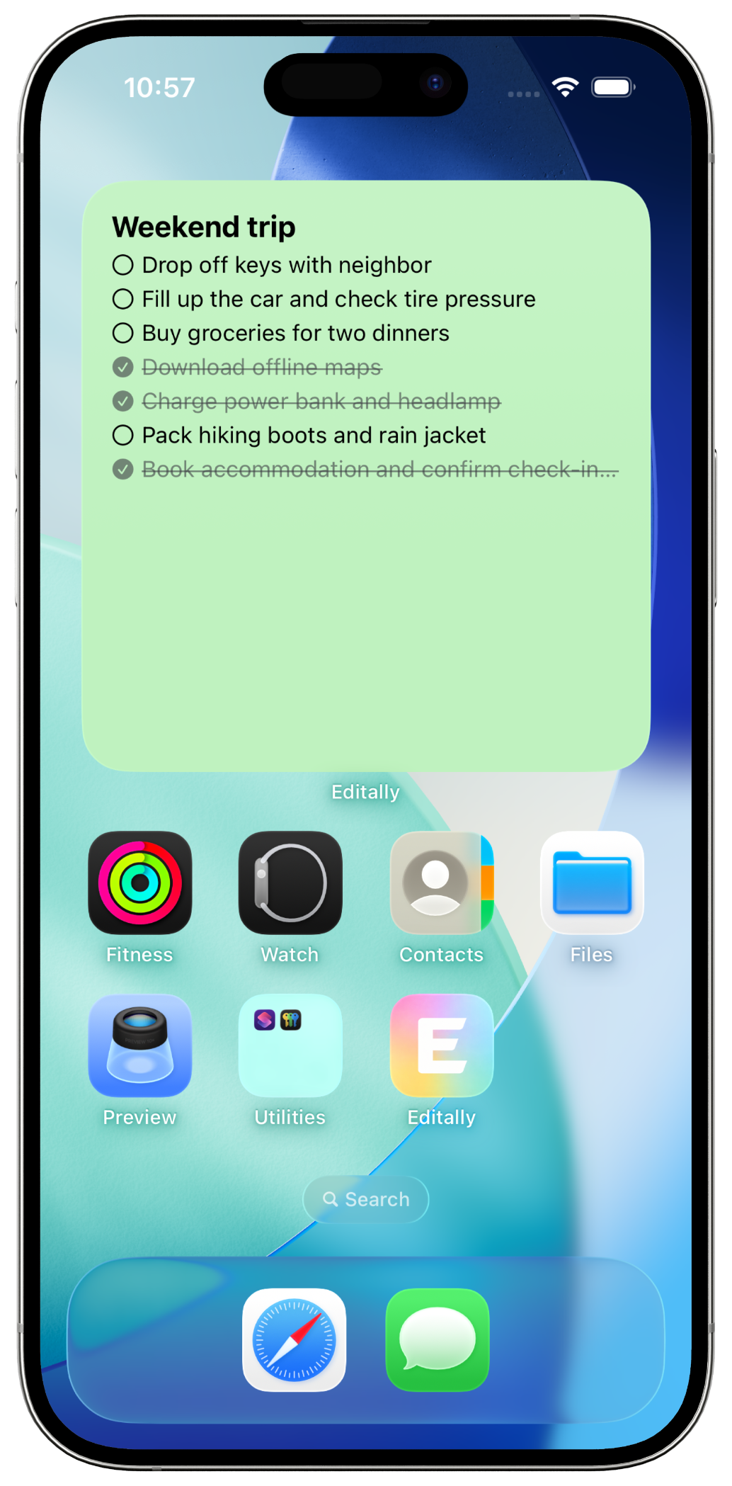 Large home-screen widget on iOS